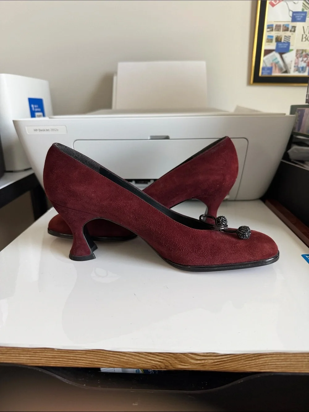 Stuart Weitzman Burgundy Suede Bow Heels